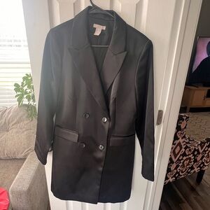 Black Double-Breasted Women's Blazer Dress
